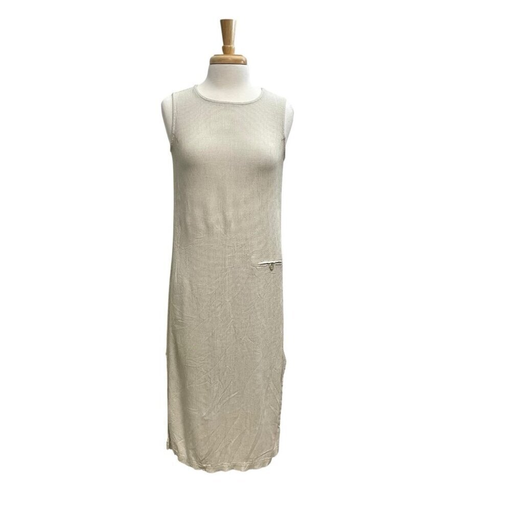 Vintage Dressing Clio Crinkle Sleeveless Dress Grunge Lagenlook Large Petite